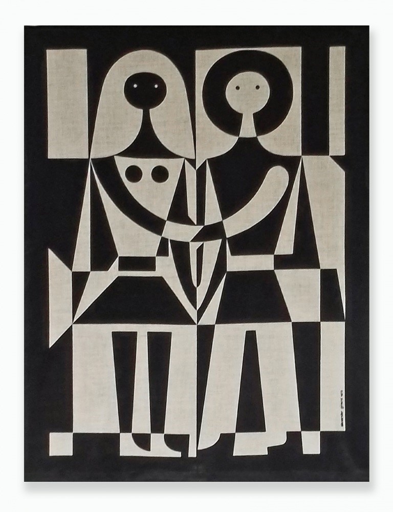 Alexander Girard’s Black & White Couple screenprint wall hanging (1972). 